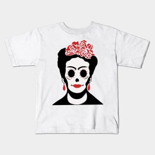 Frida Inspired Mexican Sugar Skull Kids T-Shirt